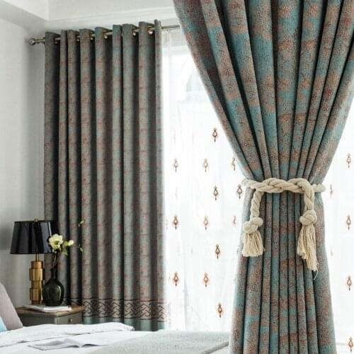 Custom curtains classical Chinese style Chenille livingroom bedroom thick shading cloth blackout curtain tulle drape M800