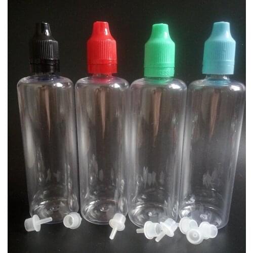 100ml E liquid Empty Bottle PET Plastic Dropper Bottles With Long Thin Tips And Tamper Evident Childproof Cap For E juice