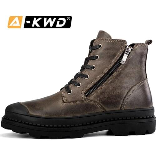 Genuine Leather Winter Men Boots Chaussures Homme Hiver Fashion Mens Boots Casual Mens 2019 Winter Sneakers High Top Work Boots