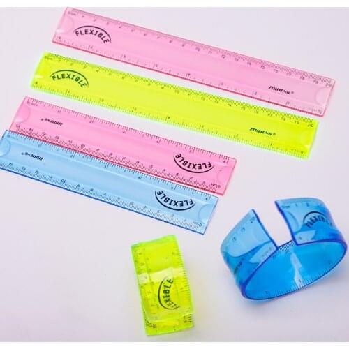 1PCS Soft Ruler Multicolor Student Flexible Ruler Tape School Measure Tool 15cm 20cm Straight Ruler Office School Supplies