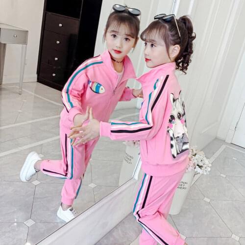 Girls Suits Coat + Pants 2pcs Kids Cotton 2021 Beautiful Spring Autumn High Quality Formal Sport Teenagers Children Sets Outfits
