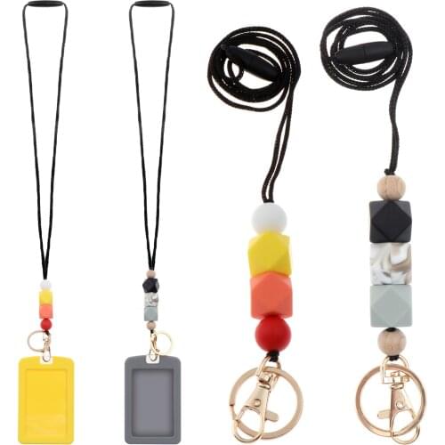 2pc Soft Silicone Vertical ID Badge Card Holder and Safety Breakaway Neck Lanyards