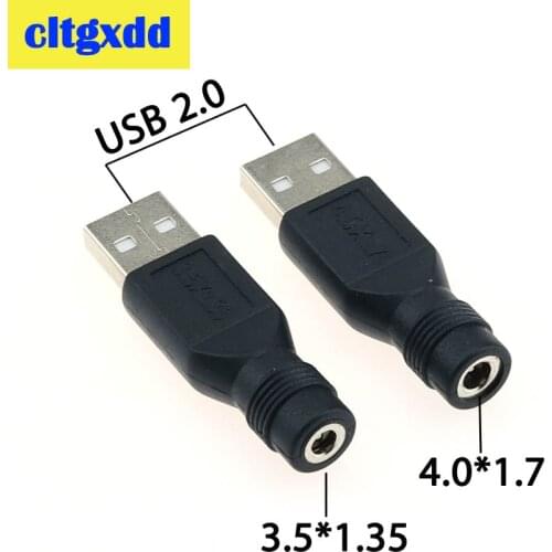 2PCS DC Jack 3.5*1.35 4.0*1.7 mm Female Socket To USB 2.0 Male Plug Jack DC Power Plugs Port Connector Adapter Laptop converter