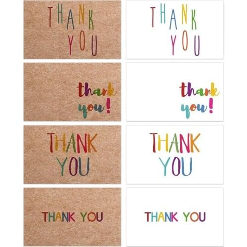 30Pcs Colorful Kraft Paper Thank You Cards Label For Wedding Decor Small Business Give Gift Card School Children Praise Card