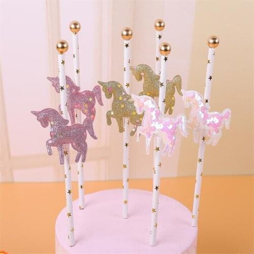 5pcs Ins Merry Go Round Cake Topper Decorating Birthday Cake Top Decoration Flag Birthday Party Wedding Party DIY Supplies