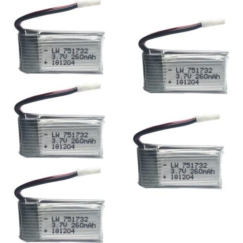 5pcs/lot 3.7v 260mAh Li-po Battery for H8 Mini Eachine H48 H8 3D RC Quadcopter Accessory Drone Toy Spare Parts High Quality 3.7V