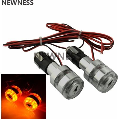 Motorcycle Accessories Blinker Lamp Handle Bar End LED Plug Turn Signal Light Silver For Honda 7/8'' Handlebar Bikes