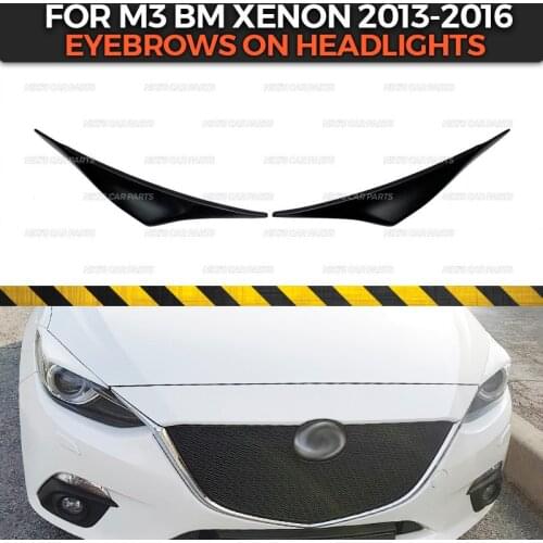 Eyebrows on headlights case for Mazda 3 Sedan & HB BM 2013-2016 ABS plastic cilia eyelash molding decoration car styling tuning