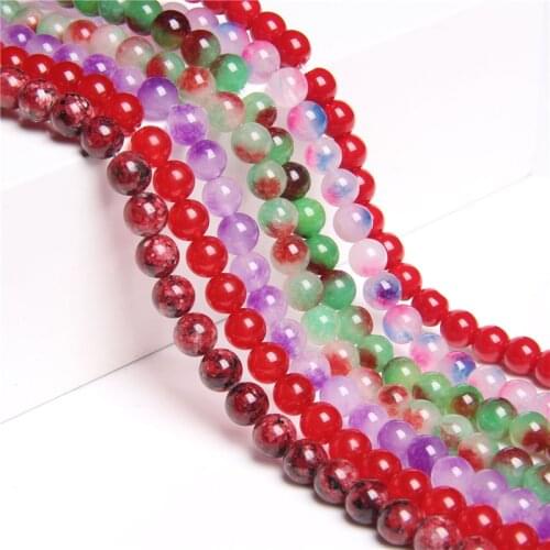 Natural A red purple pink jades beads smooth round spacer loose beads natural red Chalcedony stone bead for jewelry making diy