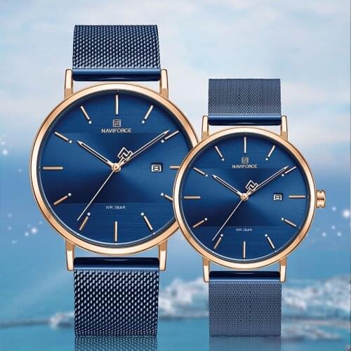 Newest Lovers Watches NAVIFORCE Quartz Simple Clock Men Women Waterproof Full Steel Couple Wristwatches Relogio Masculino 2020