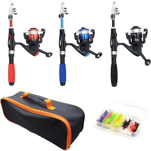 Kids Fishing Pole Set Telescopic Portable Lightweight Comfortable Grip Fishing Rod Kit With Reel Bait Box Fish Equipment Gifts