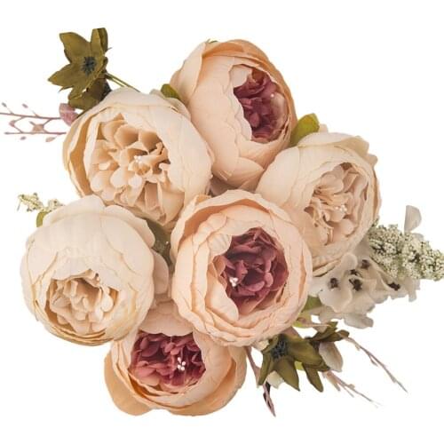 13 Heads Simulation Plant Artificial Peony Flower Real Touch Fake Flower Wedding Bridal Floral Bouquet for Home Party Decoration