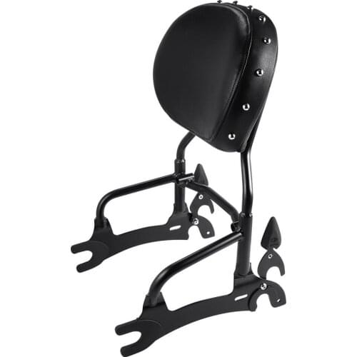 Motorcycle Black 12" Backrest Sissy Bar & Leather Pad For Indian Chief Vintage 2014-2018 Chief Classic 2014-2019 Dark Horse