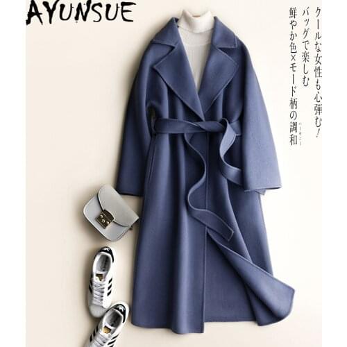 AYUNSUE 100% Wool Coat Female Autumn Winter Jacket Women 2020 Double Side Woolen Coats and Jackets Women Korean Long Jacket