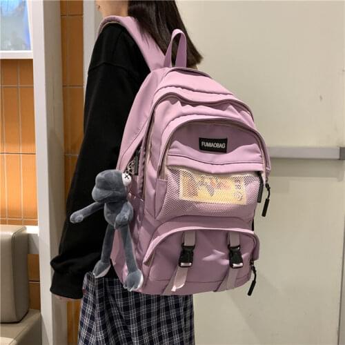 Fashion and simple female Harajuku backpack Ulzzang travel large capacity backpack new multi-pocket waterproof nylon bag