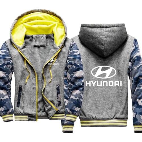 The New Fashion winter Plus velvet Mens Hoodie Hyundai Motor Car logo printing high quality casual cotton Mens jackets Sweatsh