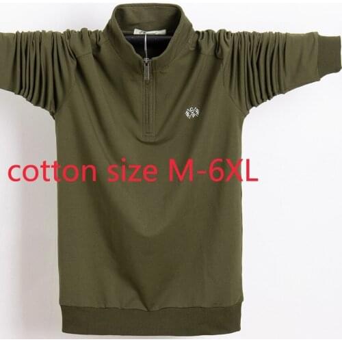 New Arrival Fashion Cotton Men Long Sleeve Autumn Zipper Casual Mandarin Collar Hand-painted T Shirt Plus Size M-2XL3XL4XL5XL6XL