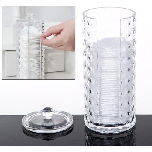 Cotton Pads Holder Organizer Clear Acrylic Make-up Remover Pads Container Makeup Clear Compartments Holder Nail Art Organizer
