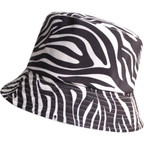 2021 Zebra stripes Print Bucket Hat Summer Women Man Black White Cotton Cap Girls Outdoor beach Bob Sun Man panama hat