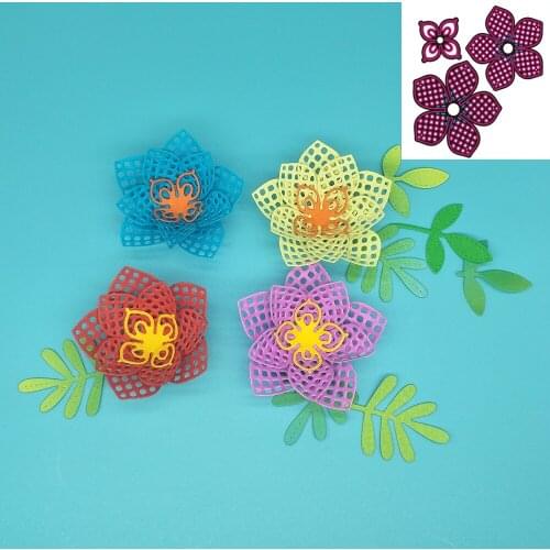 Hollow 3 in 1 Flower Metal Cutting Knife Mould Paper Crafts Scrapbook Card Template DIY Decoration Accessories