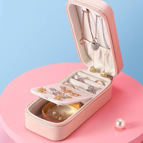 Portable Rectangular Jewelry Box Earrings Necklace Jewelry Storage Box PU Jewelry Box Birthday Gift For Girls Women