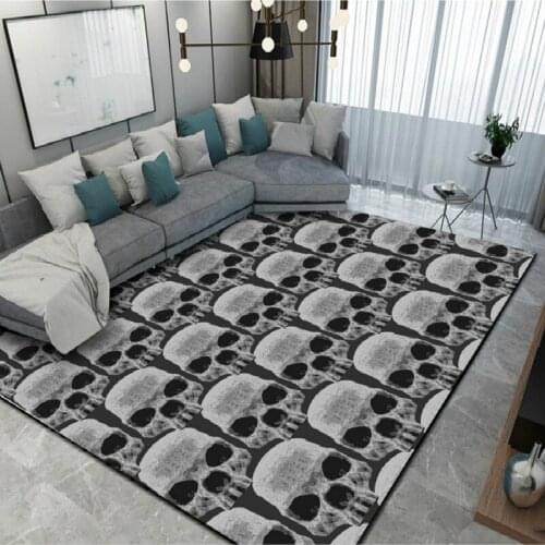 Nordic skull grey carpet bedroom living room rug black white table home parlor kitchen kids room floor mat soft large rug