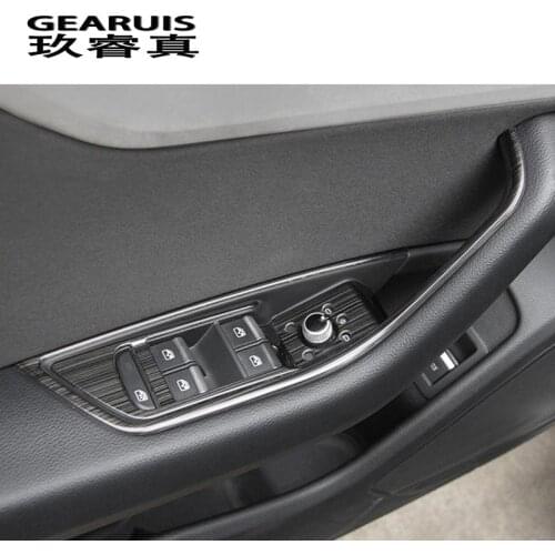 Car styling door armrest panel covers trim window glass lift buttons frame stickers For Audi A4 B9 interior auto Accessories LHD
