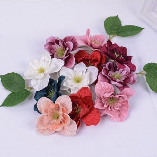 10pcs/lot DIY Wreath Scrapbooking Craft Orchid Artificial Flower Head for Wedding Home Decoration Fake Flowers Handmade Supplies