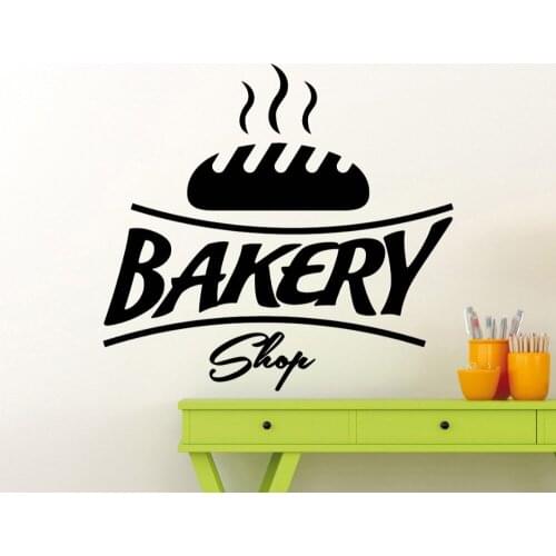 Bakery Shop Logo Vinyl Wall Sticker High Quality Bread Kitchen Wall Decal Cafe Shop Symbol Interior Removable Decor Art DIY SY47