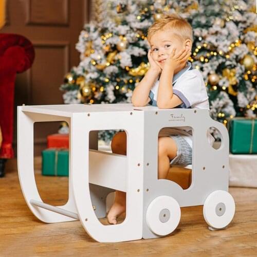 XIHATOY Montesorri Helper Tower for Children Kids Kitchen Step Stool with Safety Rail Furniture Foldable Learning Table