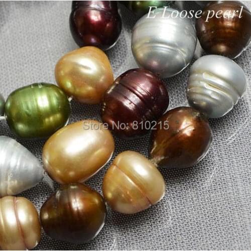 Pearl Jewelry Loose Beads Freshwater Pearl Rice Shape Multicolor Loose Beads 12-13.5mm 15 Inches Genuine Deal Sale Full Strand