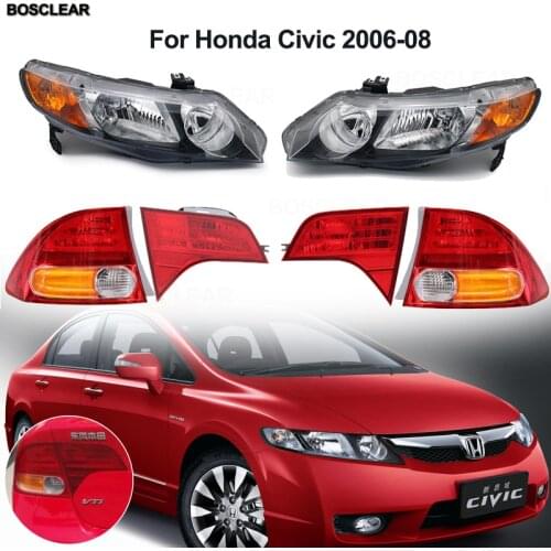 For Honda Civic 8th Gen 4dr Sedan 2006 -2011 Rear Tail Lights Lamp Taillights Headlights Assembly Headlamps Shade Without Bulbs
