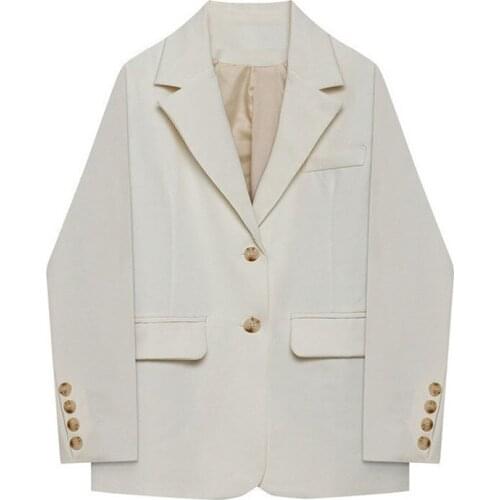 Apricot Black Blazer Jacket Women Spring Autumn 2021 Vintage Korean Loose Long Sleeve Vetement Femme Plus Size Casual Suit Coats