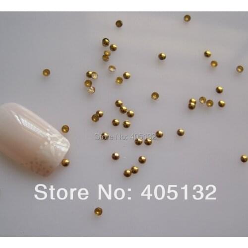 1 Bag OD-100-Gold Free Shipping 3D 2mm Gold Half-ball Metal Stud Shiny Nail Decoration