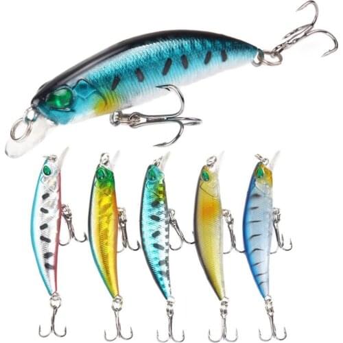 1Pcs Minnow Fishing Bait 7cm 4g Plastic 3D Eye Wobbler Fishing Tackle 0.2-1.5M Diving Depth Saltwater Hard Lure