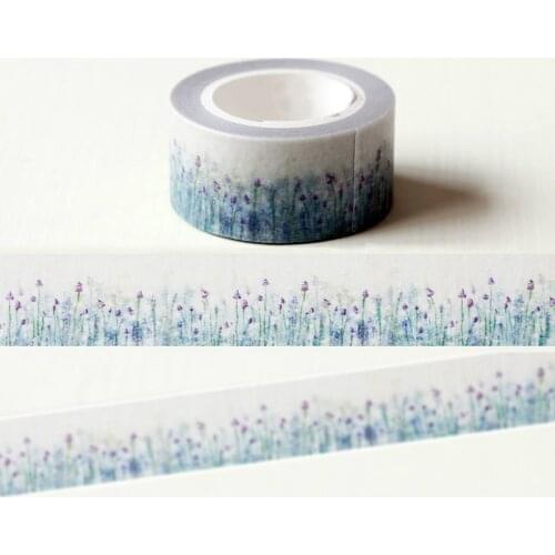 1 Pc / Pack Exquisite Lavender Flower Washi Paper Masking Tapes for Diy Stickers Crafts Gift Wrapping Sticker