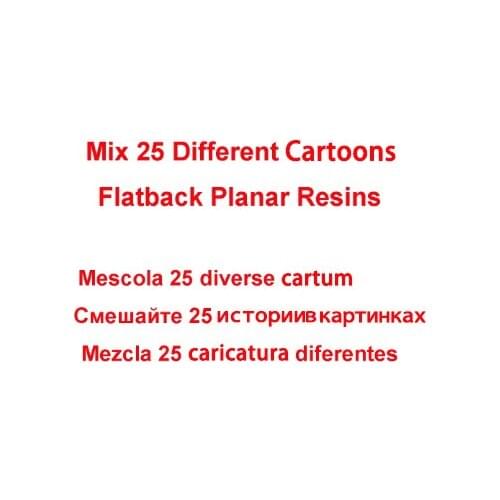 50pcs/100pcs Mixed 25 Different Styles Cartoon Character Flatback Planar Resin DIY Craft Supplies Handcraft Decoration