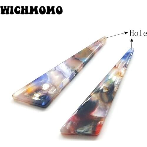 New Fashion 43*12mm 6PCS High Quality Acetic Acid Resin Acrylic Irregular Smooth Charms Pendants for DIY Earring Accessories