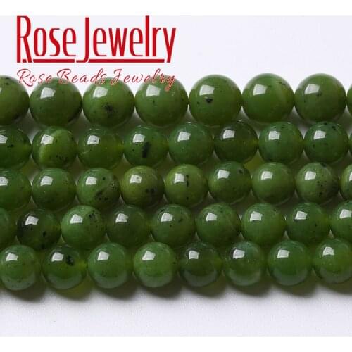A+ Real Natural Canada Green Jade Gemstone Beads Round Loose Stone Beads For Jewelry Making Diy Bracelet Accessories 6 8 10 12MM