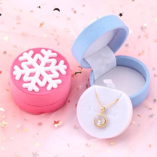 2 pieces lovely Velvet gift box snowflake jewelry box wedding ring box Necklace Ring Case Earrings Holder for jewelry display