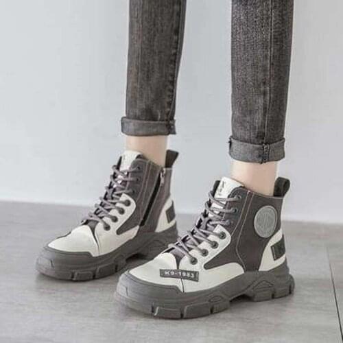 BLWBYL 2021 NEW boots womens new season British style short boots retro wild thick-soled boots high-top canvas shoes