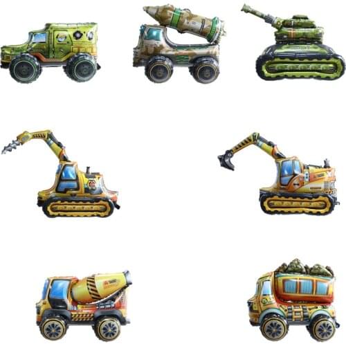 1pc Big 4D Excavator Tank Truck Missile Car Balloons Boys Assemble Car Foil Ball Birthday Party Decoration Supplies Kids toy