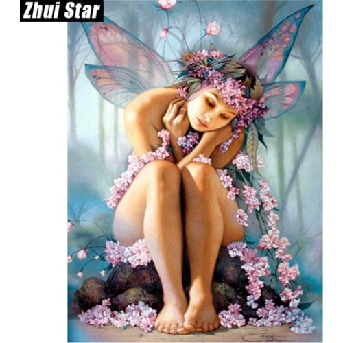 Zhui Star Full Square Drill 5D DIY Diamond Painting "Butterfly Fairy" 3D Embroidery set Cross Stitch Mosaic Decor gift VIP