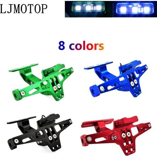 Motorcycle License Plate Frame Holder Adjustable Angle + LED Light CNC For Honda CBF1000 CB600F CBF600 CBR600F Hornet 250 cb400