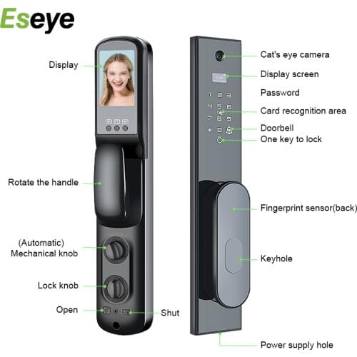 Eseye Tuya APP Wifi Biometric Fingerprint Smart Door Lock Electronic IC Card Waterproof Digital Password Fingerprint Lock