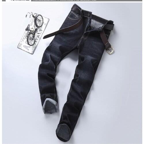 Denim Pants Solid Slim Fit Jeans Male Street Skinny Pant Autumn Spring Mid Weight Men Casual Biker Denim Jeans Stretch