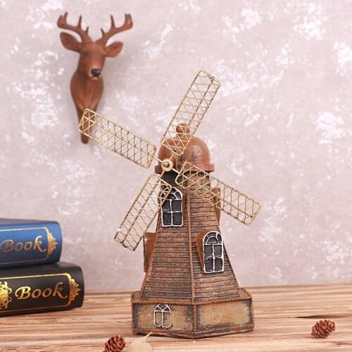 European Retro Creative Architecture Dutch Windmill Resin Crafts Shop Home Cafe Bar Ornaments Desktop Decoration