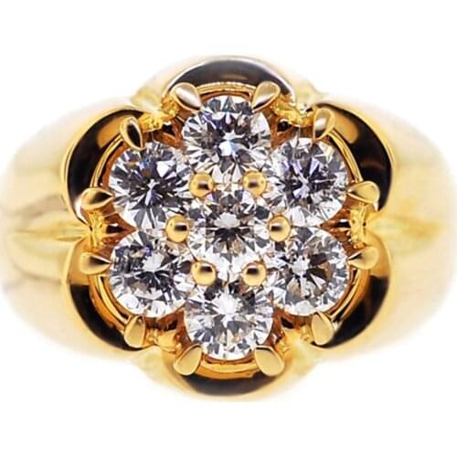 FDLK 2020 Fashion Gold Big Square Crystal Flower Ring for Women Luxury Engagement Wedding Rings Jewelry