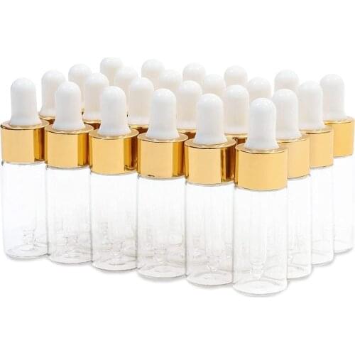 Clear Glass Dropper Bottles Essential Oil Sample Bottles Perfume Vials Liquid Cosmetic Containers Glass Eye Dropper Bottle 50Ps