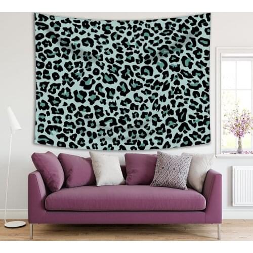 Tapestry Leopard Pattern Animal Print African Wildlife Nature Fashion Theme Decorative Black Green